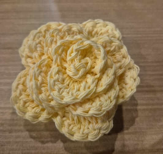 Crochet Yellow Rose Keychain A yellow rose turned into a keychain